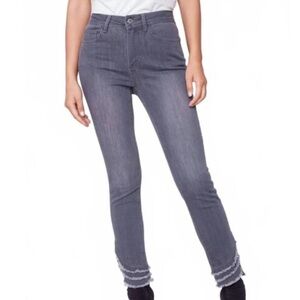 CHARLIE B Gray Frayed Raw Hem Skinny Jeans Size 12